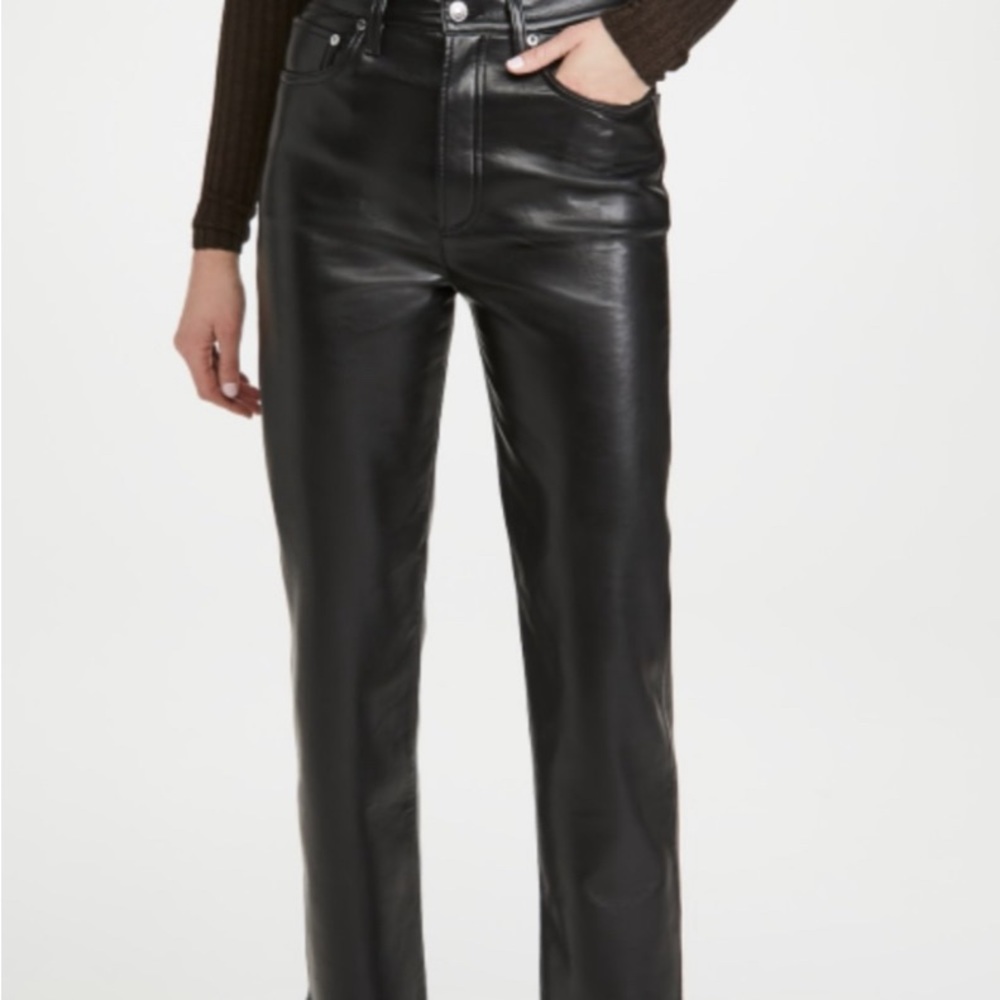 Agolde 90s Pinch Waist Recycled Leather Pants In Shadow Patent